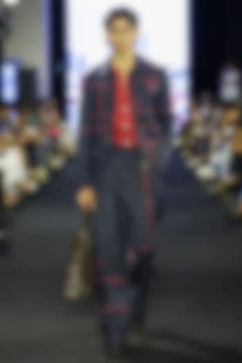 Navy Denim & Linen Co-Ord Set by Dhruv Vaish at Pernia's Pop Up Shop