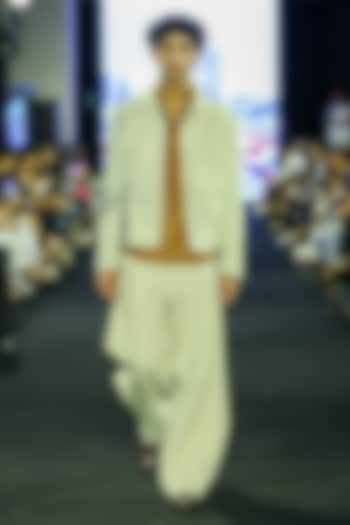 Ivory Denim & Linen Co-Ord Set by Dhruv Vaish at Pernia's Pop Up Shop