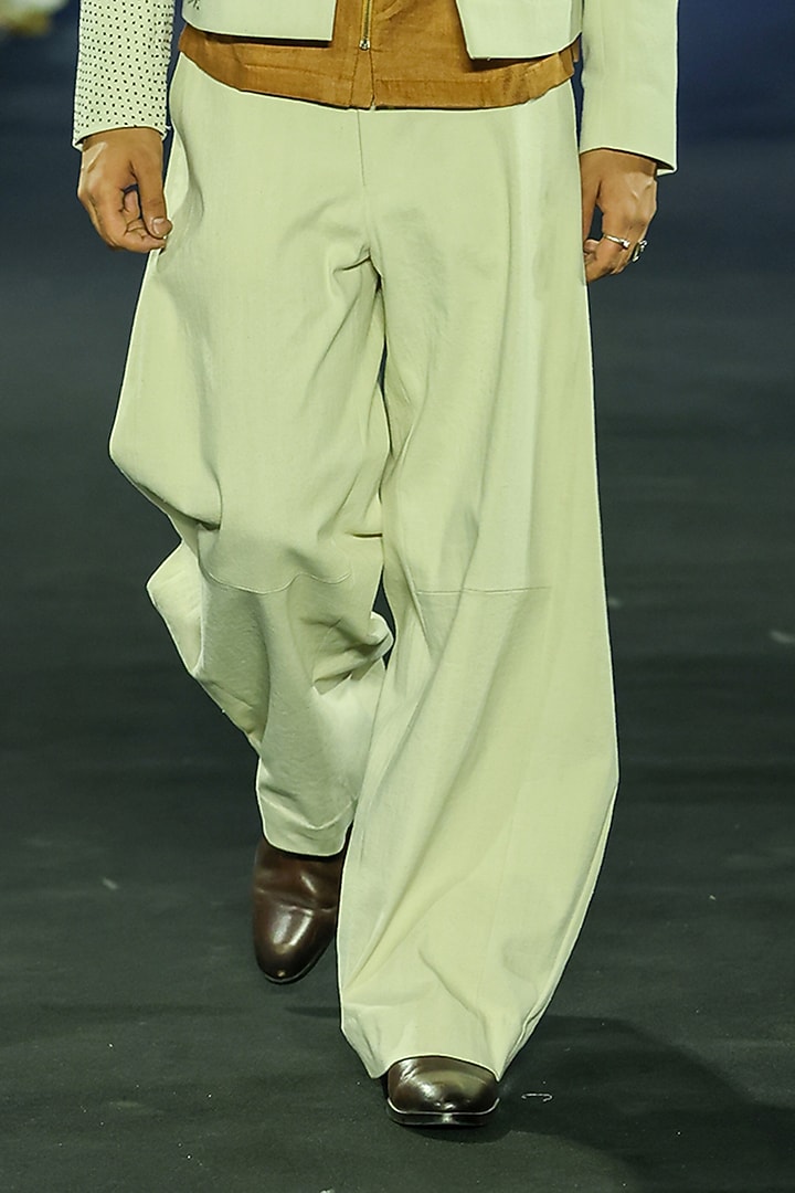 Ivory Denim & Linen Co-Ord Set by Dhruv Vaish at Pernia's Pop Up Shop