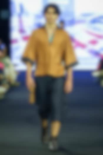Orange & Navy Denim Co-Ord Set by Dhruv Vaish at Pernia's Pop Up Shop