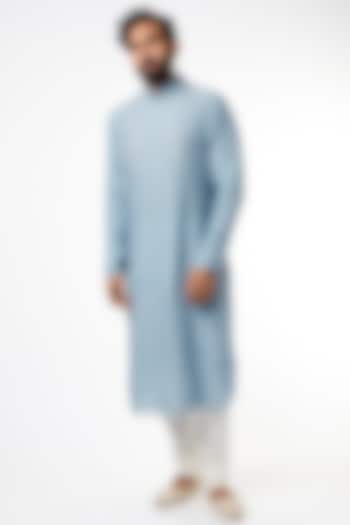 Mineral Blue Hand Embroidered Kurta Set by Dhruv Vaish at Pernia's Pop Up Shop