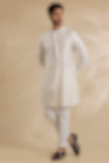 Ivory Cotton Silk Chanderi Kurta Set by Dhruv Vaish