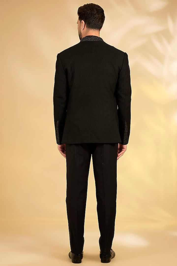 Black Suiting Groom Indowestern Set by Dhruv Vaish at Pernia's Pop Up Shop