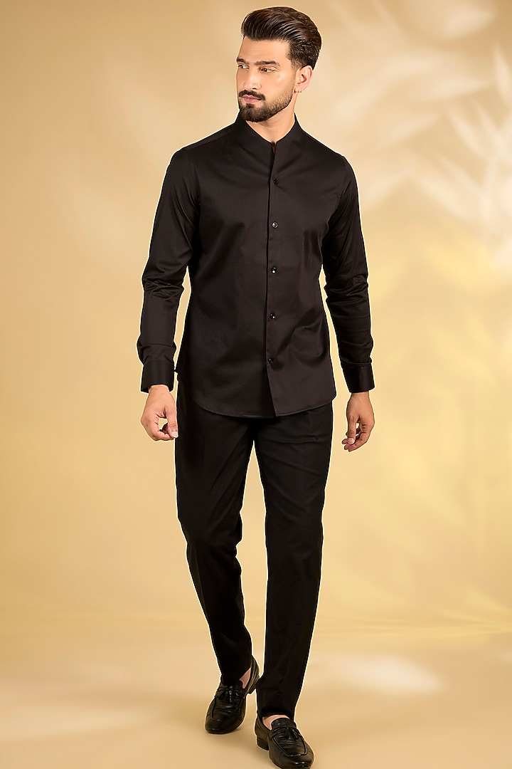 Black Suiting Groom Indowestern Set by Dhruv Vaish at Pernia's Pop Up Shop