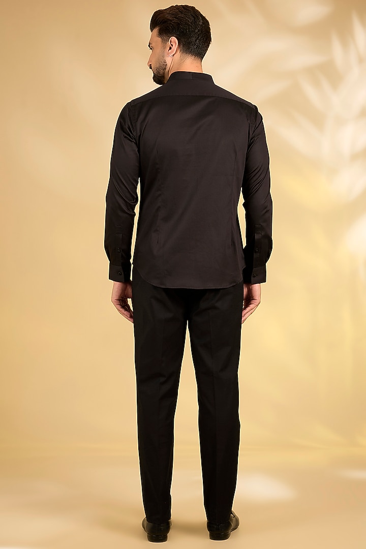 Black Suiting Groom Indowestern Set by Dhruv Vaish at Pernia's Pop Up Shop