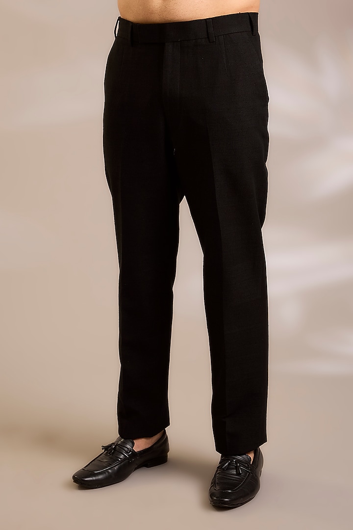 Black Silk Groom Bandhgala Set by Dhruv Vaish at Pernia's Pop Up Shop