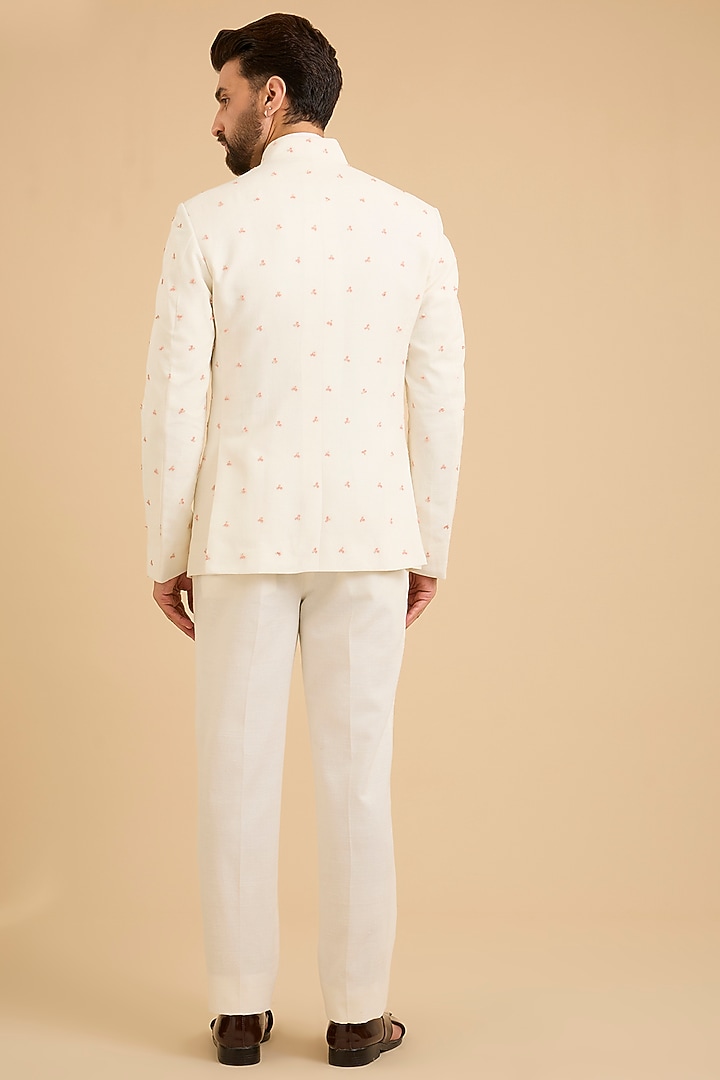Ivory Silk Groom Indowestern Set by Dhruv Vaish at Pernia's Pop Up Shop