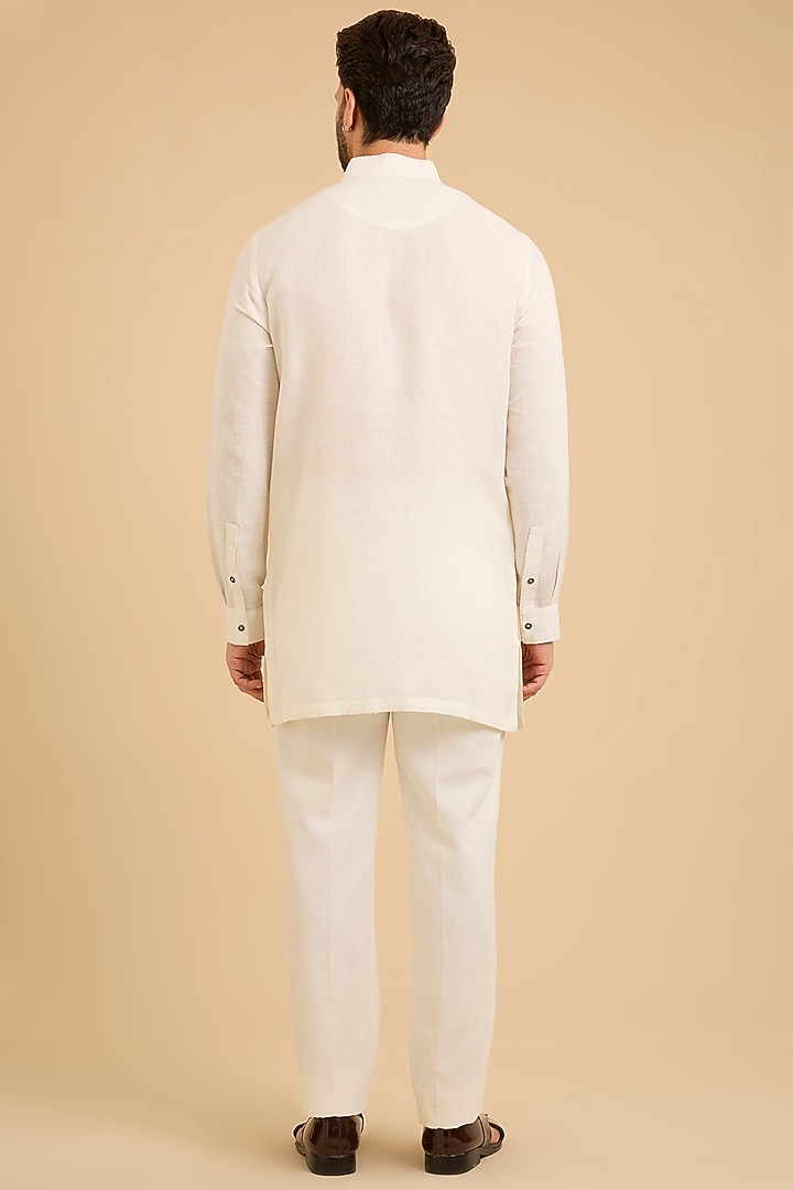 Ivory Silk Bundi Jacket Set by Dhruv Vaish at Pernia's Pop Up Shop