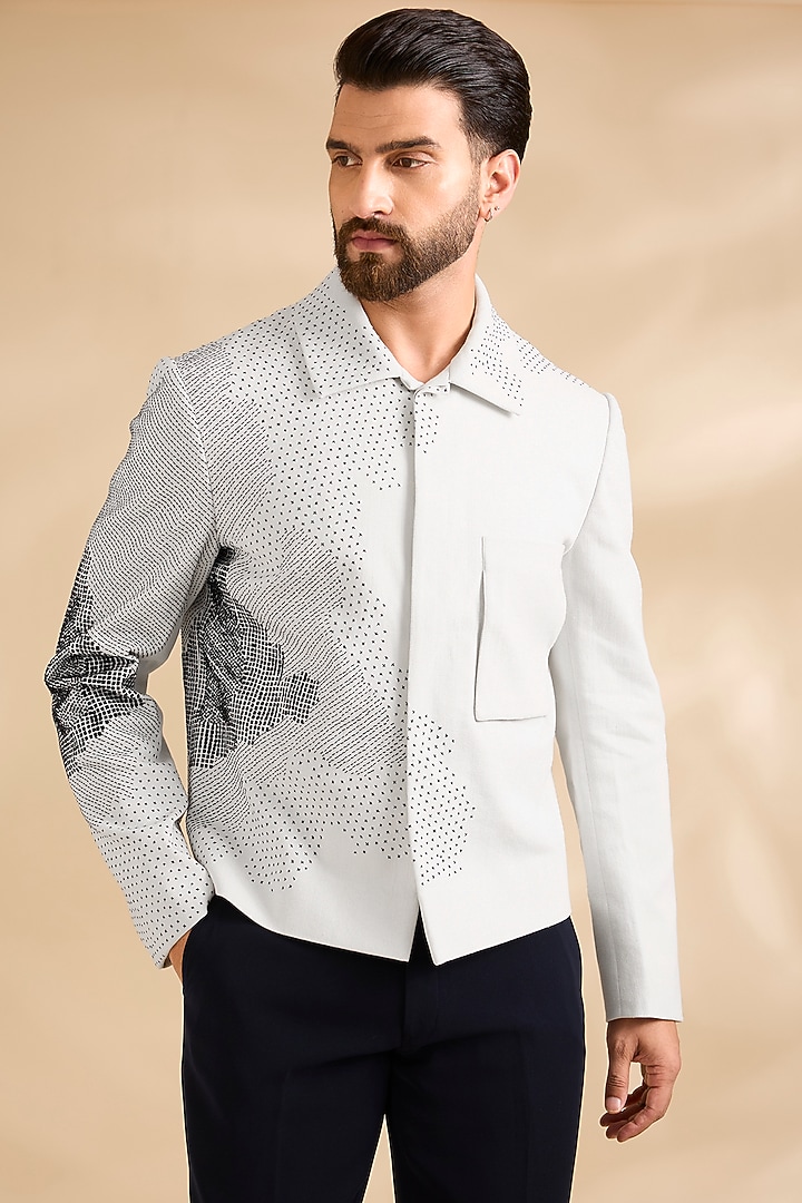 Ivory Linen Jacket by Dhruv Vaish at Pernia's Pop Up Shop