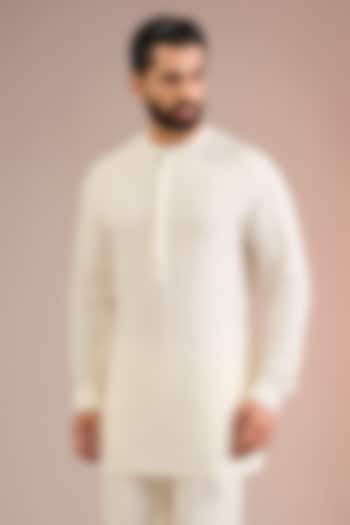 Ivory Silk Kurta by Dhruv Vaish at Pernia's Pop Up Shop