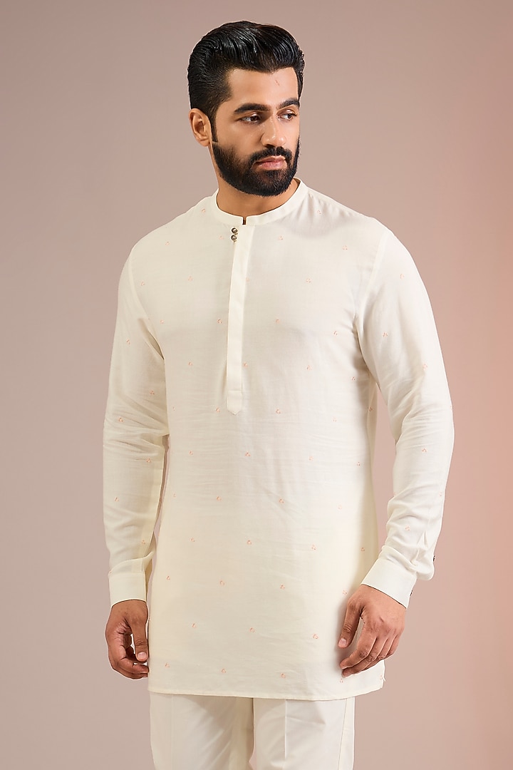 Ivory Silk Kurta by Dhruv Vaish at Pernia's Pop Up Shop