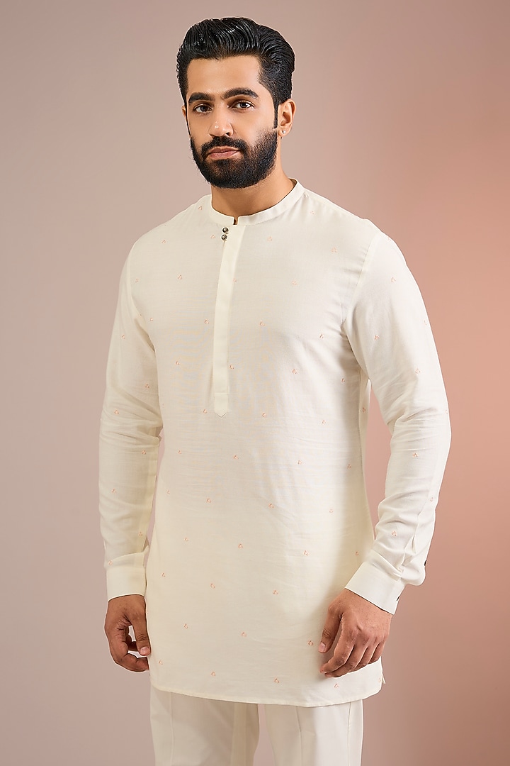 Ivory Silk Kurta by Dhruv Vaish at Pernia's Pop Up Shop