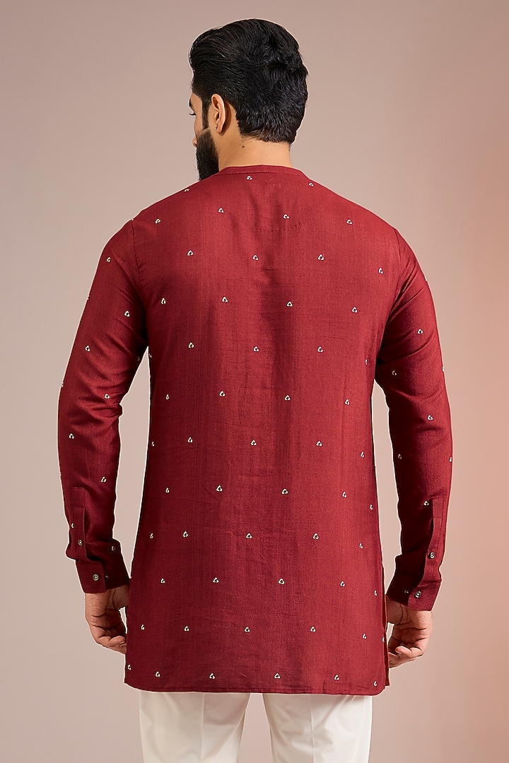 Earthy Red Silk Kurta by Dhruv Vaish at Pernia's Pop Up Shop