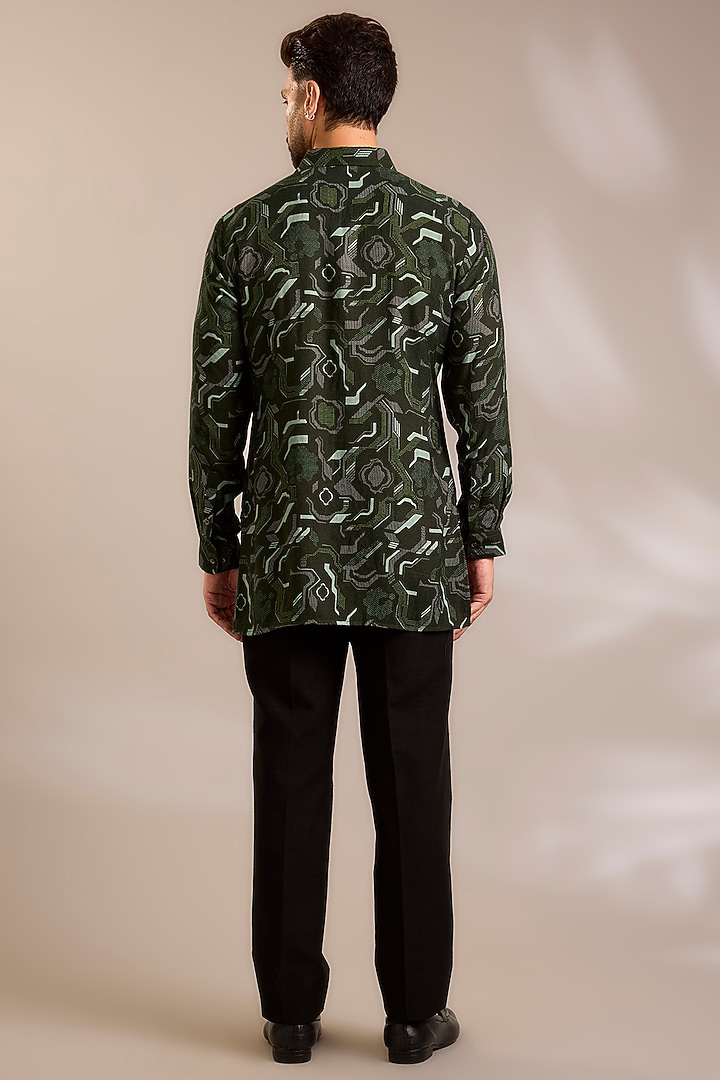 Olive Chanderi Silk Kurta by Dhruv Vaish at Pernia's Pop Up Shop