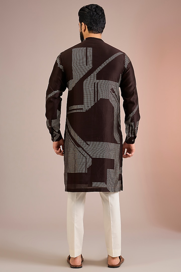 Cocoa-Colored Silk Kurta Set by Dhruv Vaish at Pernia's Pop Up Shop