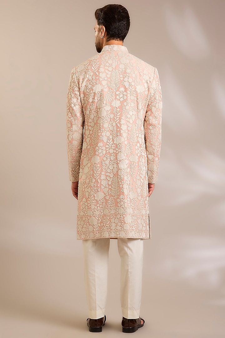 Sandrose Silk Groom Sherwani Set by Dhruv Vaish at Pernia's Pop Up Shop