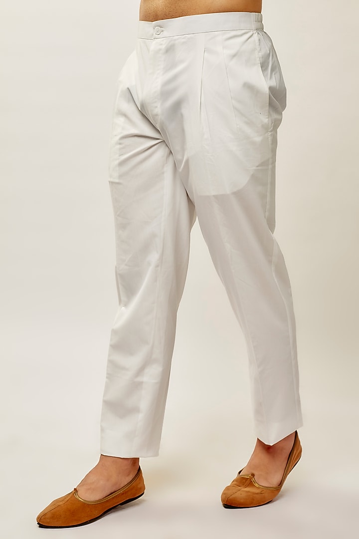 Ivory Silk Thread Embroidered Nehru Jacket Set by Dhruv Vaish at Pernia's Pop Up Shop