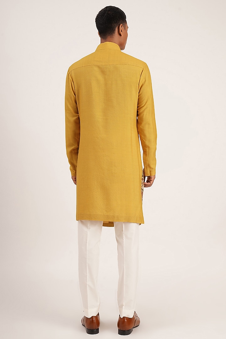 Marigold Cotton Silk Kurta Set by Dhruv Vaish at Pernia's Pop Up Shop