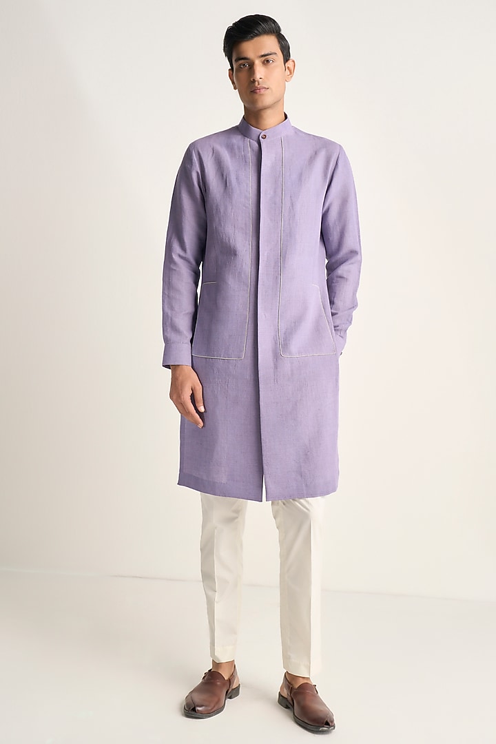 Iris Cotton Handloom Cotton Linen Kurta Set by Dhruv Vaish