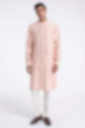 Sand Rose Chanderi Motif Embroidered Kurta Set by Dhruv Vaish