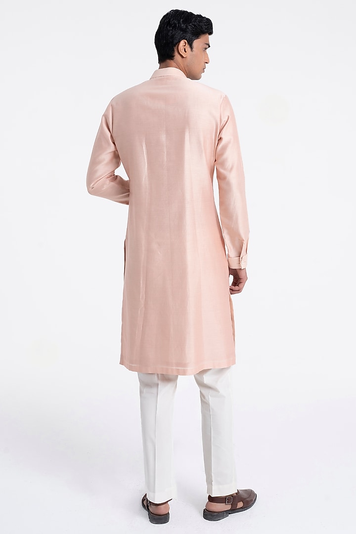 Sand Rose Chanderi Motif Embroidered Kurta Set by Dhruv Vaish at Pernia's Pop Up Shop