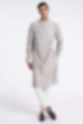 London Fog Chanderi Motif Embroidered Kurta Set by Dhruv Vaish