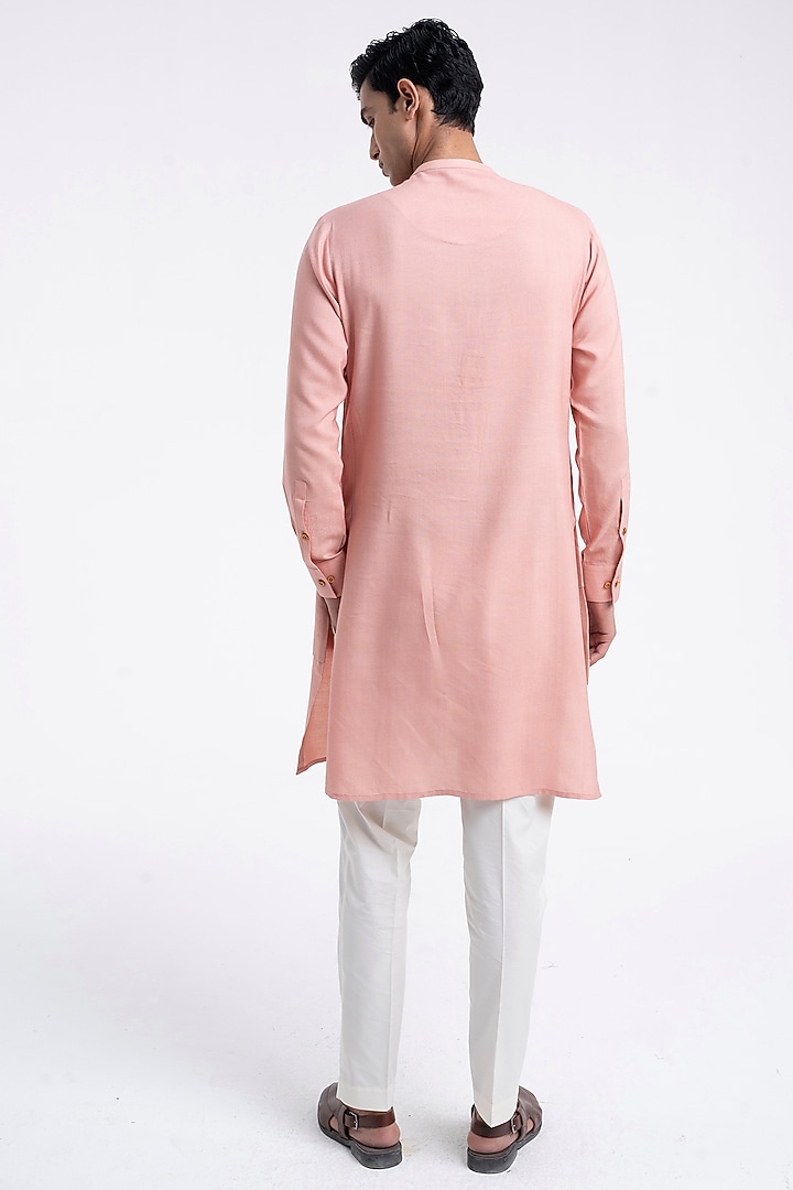 Onion Pink Cotton Silk Kurta Set by Dhruv Vaish at Pernia's Pop Up Shop