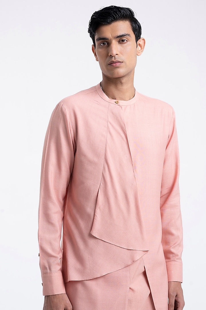 Onion Pink Cotton Silk Kurta Set by Dhruv Vaish at Pernia's Pop Up Shop