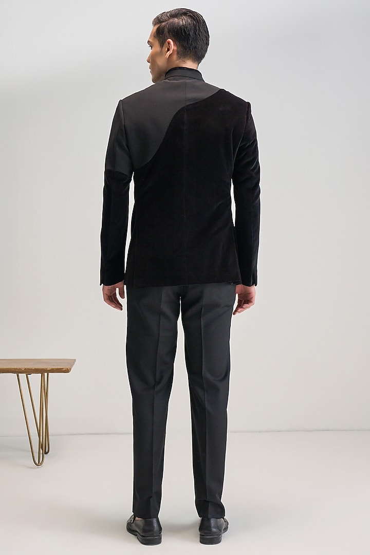 Black Velvet & Suiting Wedding Bandhgala by Dhruv Vaish at Pernia's Pop Up Shop