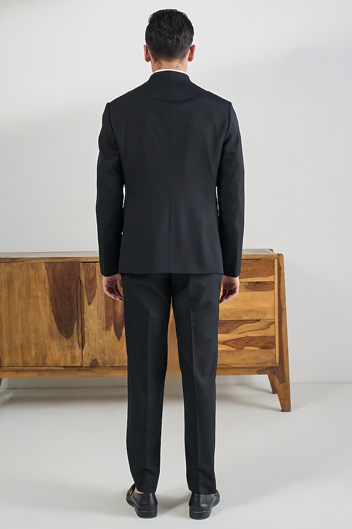 Black Suiting Wedding Bandhgala by Dhruv Vaish at Pernia's Pop Up Shop