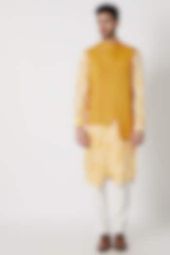 Mustard Contemporary Nehru Jacket by Dhruv Vaish