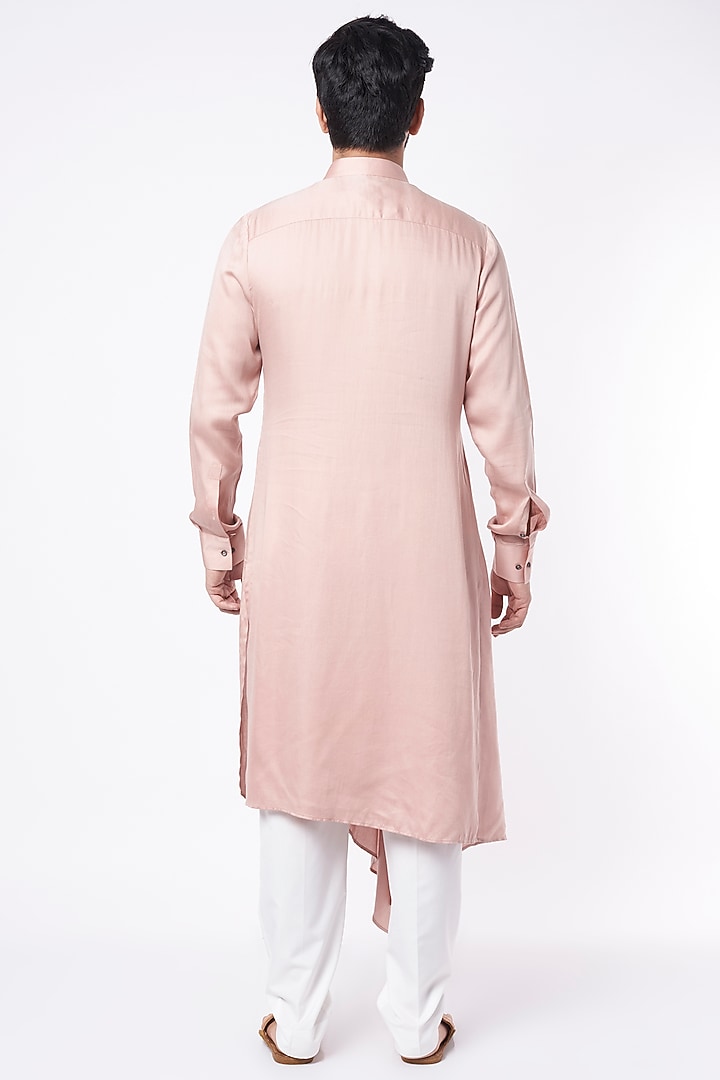 Sandrose Cotton Satin Draped Kurta Set by Dhruv Vaish at Pernia's Pop Up Shop