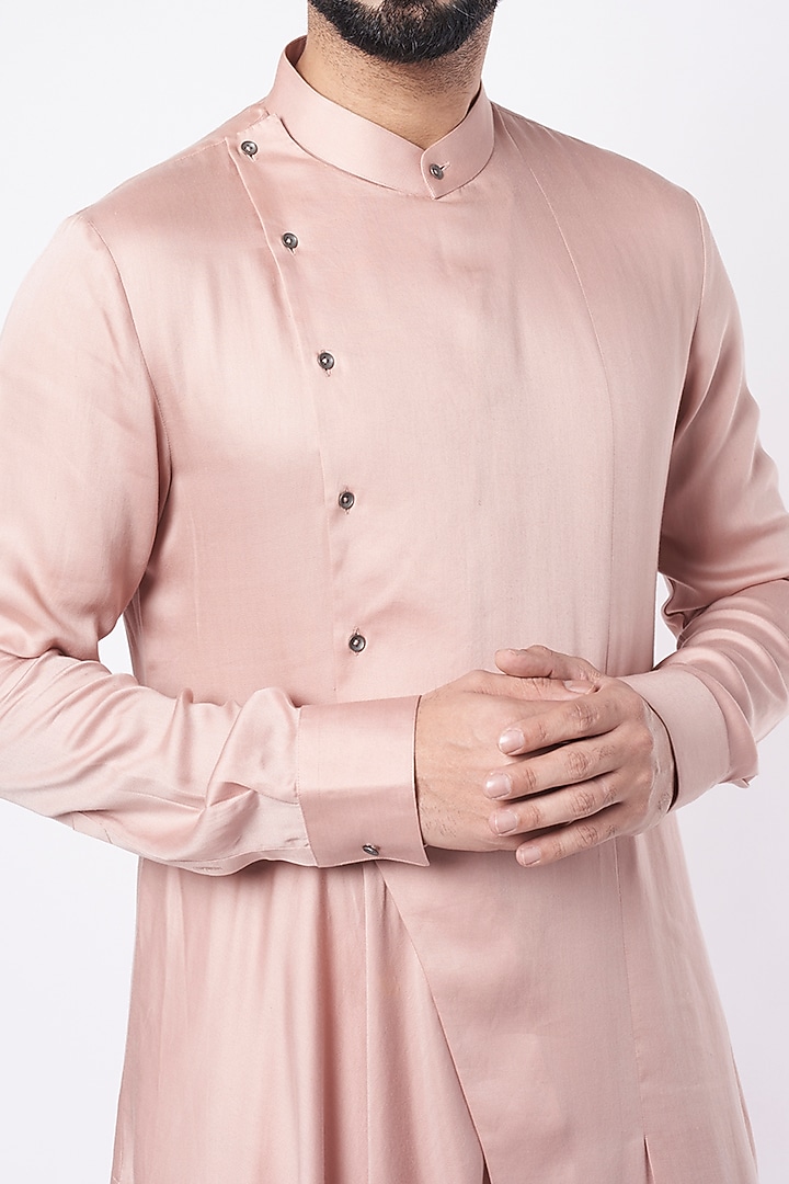 Sandrose Cotton Satin Draped Kurta Set by Dhruv Vaish at Pernia's Pop Up Shop