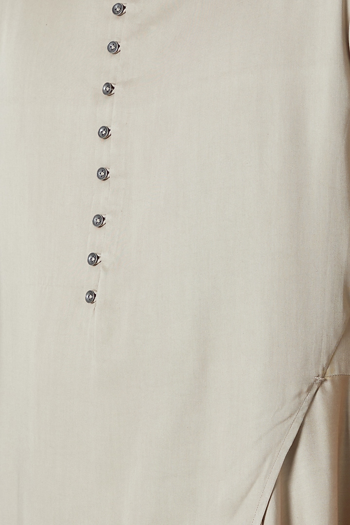Light Beige Cotton Viscose Kurta by Dhruv Vaish at Pernia's Pop Up Shop