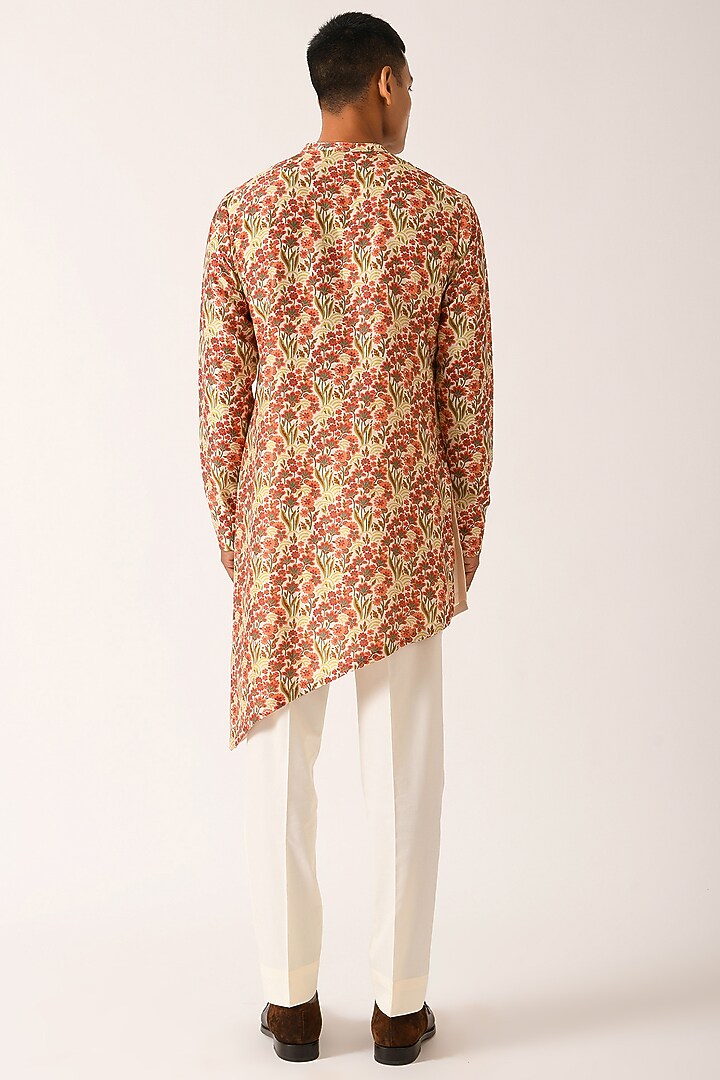 Ruby Field Cotton Silk Chanderi Printed Asymmetric Kurta Set by Dhruv Vaish at Pernia's Pop Up Shop