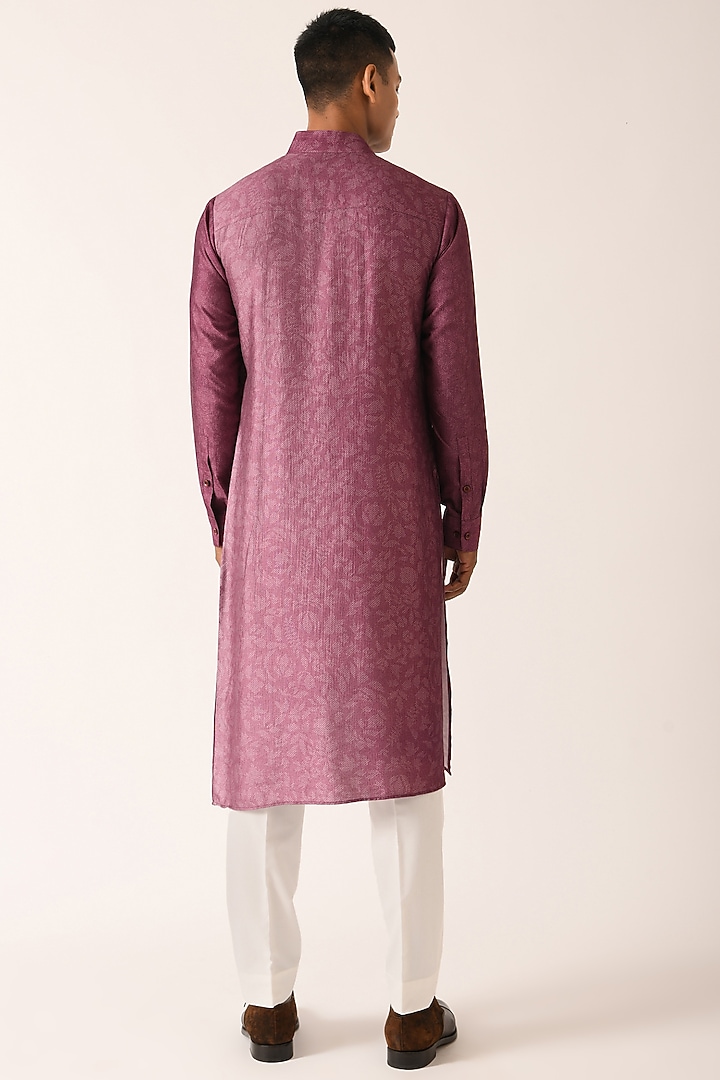 Prune Purple Cotton Silk Asymmetric Paneled Kurta Set by Dhruv Vaish at Pernia's Pop Up Shop