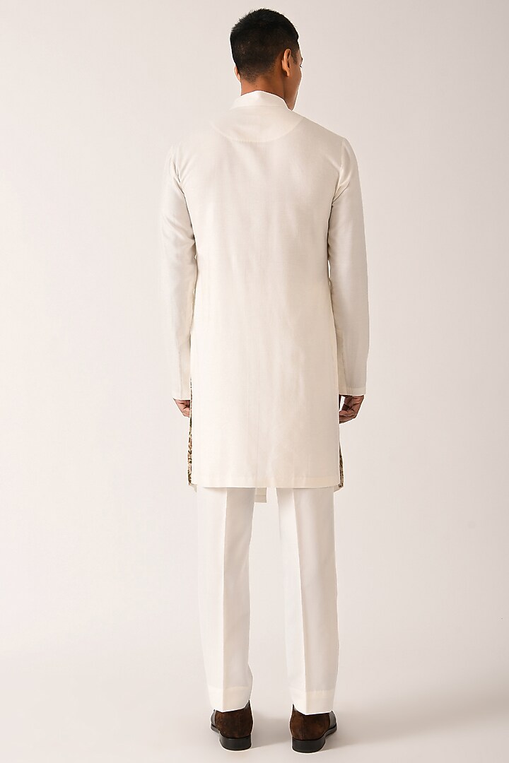 Vanilla-Color Cotton Silk Kurta Set by Dhruv Vaish at Pernia's Pop Up Shop
