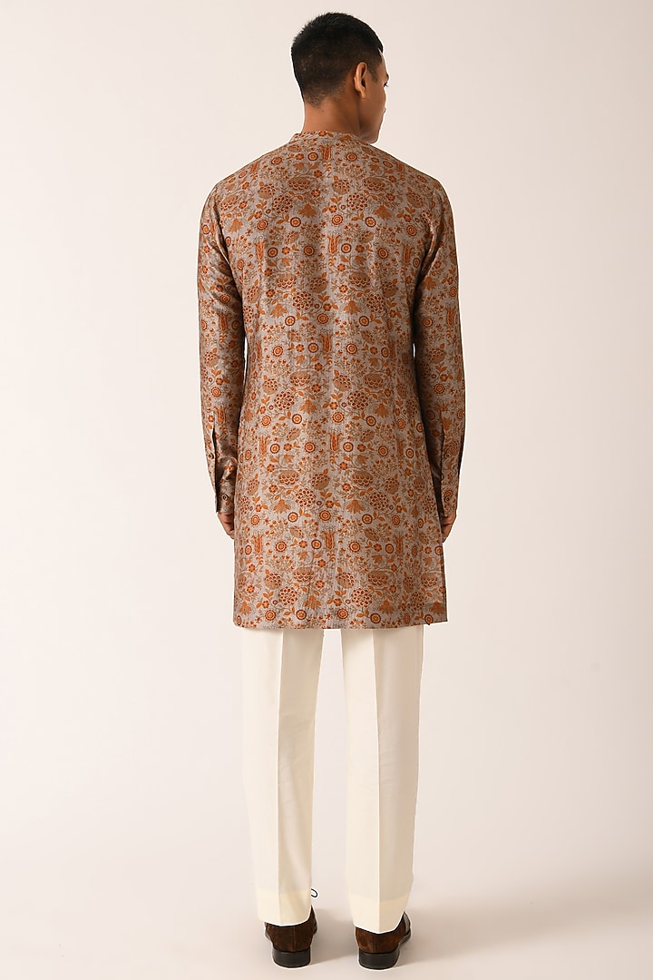 Rust Rock Cotton Silk Printed Kurta Set by Dhruv Vaish at Pernia's Pop Up Shop