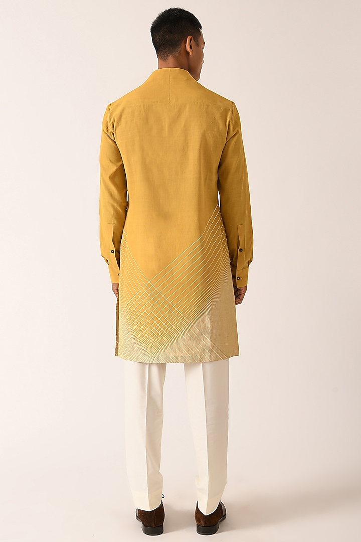 Marigold Handloom Cotton Screen Printed Kurta Set by Dhruv Vaish at Pernia's Pop Up Shop