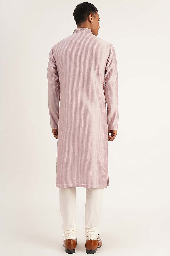 Lavender Cotton Silk Printed Kurta Set by Dhruv Vaish at Pernia's Pop Up Shop