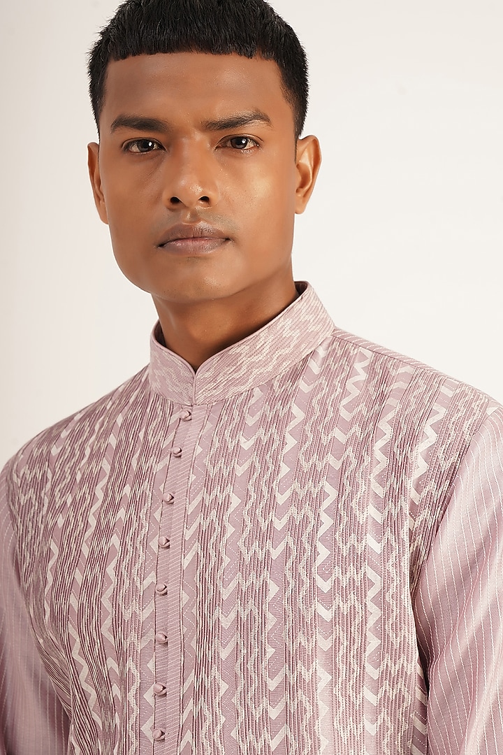 Lavender Cotton Silk Printed Kurta Set by Dhruv Vaish at Pernia's Pop Up Shop