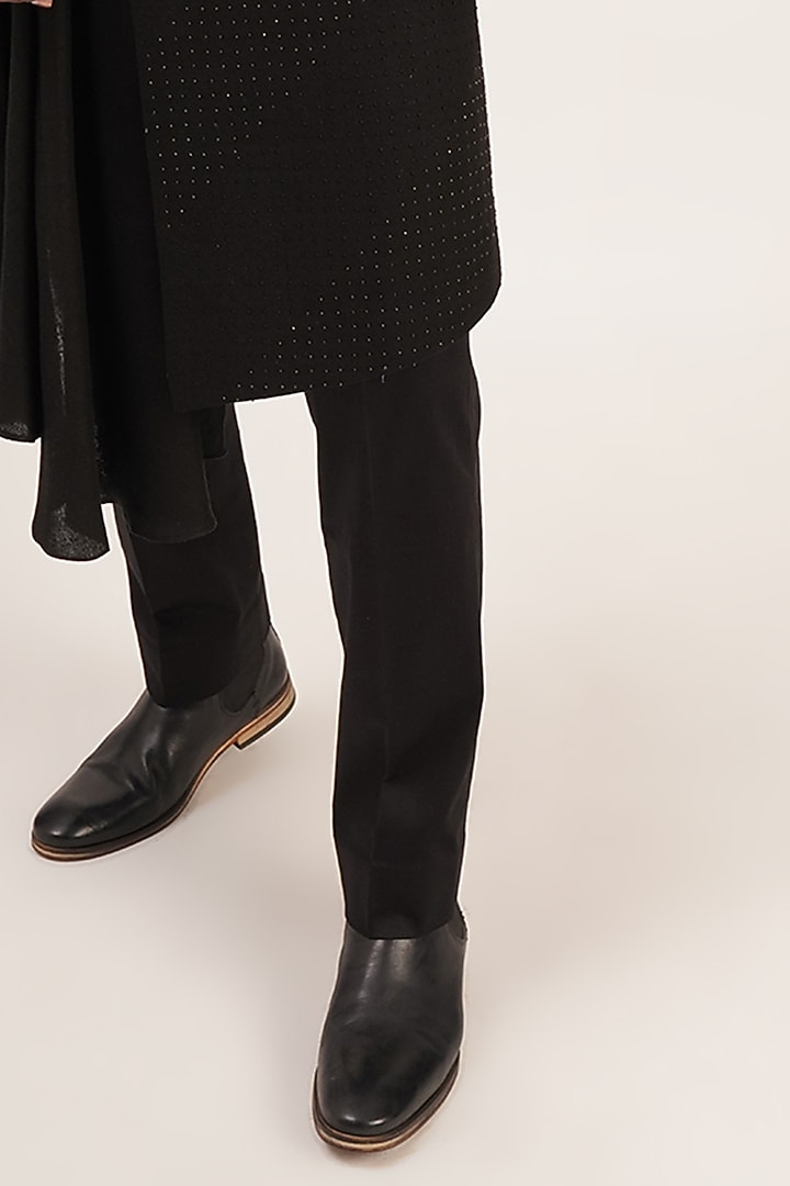 Black Silk Beads Embroidered Indo Western Set by Dhruv Vaish at Pernia's Pop Up Shop