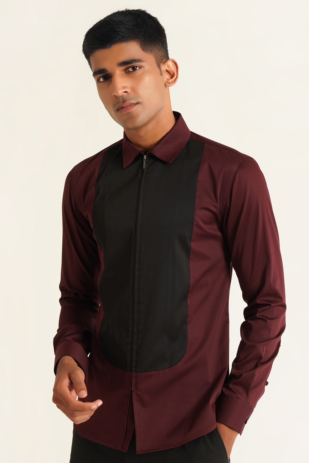 maroon party wear shirt