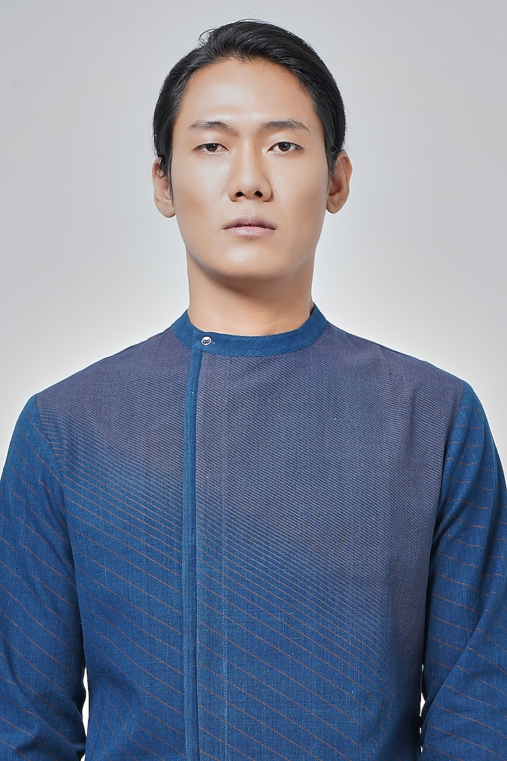Indigo Blue Handloom Cotton Kurta Set by Dhruv Vaish at Pernia's Pop Up Shop
