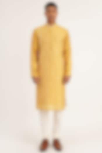 Marigold Kurta Set With Embroidery by Dhruv Vaish