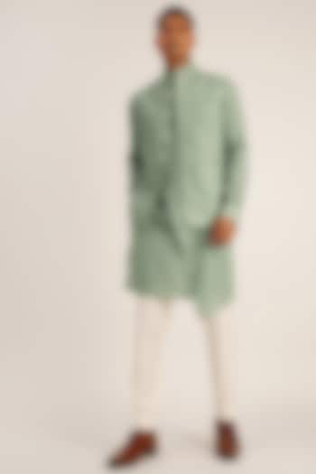 Jade Mist Cotton Indowestern Jacket by Dhruv Vaish