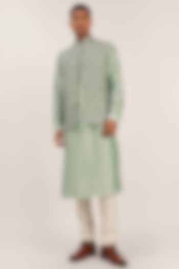 Jade Mist Embroidered Wedding Indowestern Jacket by Dhruv Vaish at Pernia's Pop Up Shop