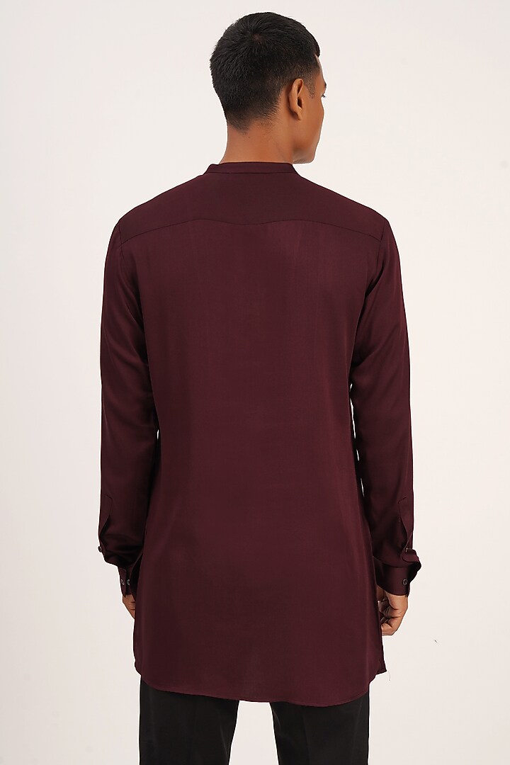 Old Mauve Cotton Satin Kurta by Dhruv Vaish at Pernia's Pop Up Shop