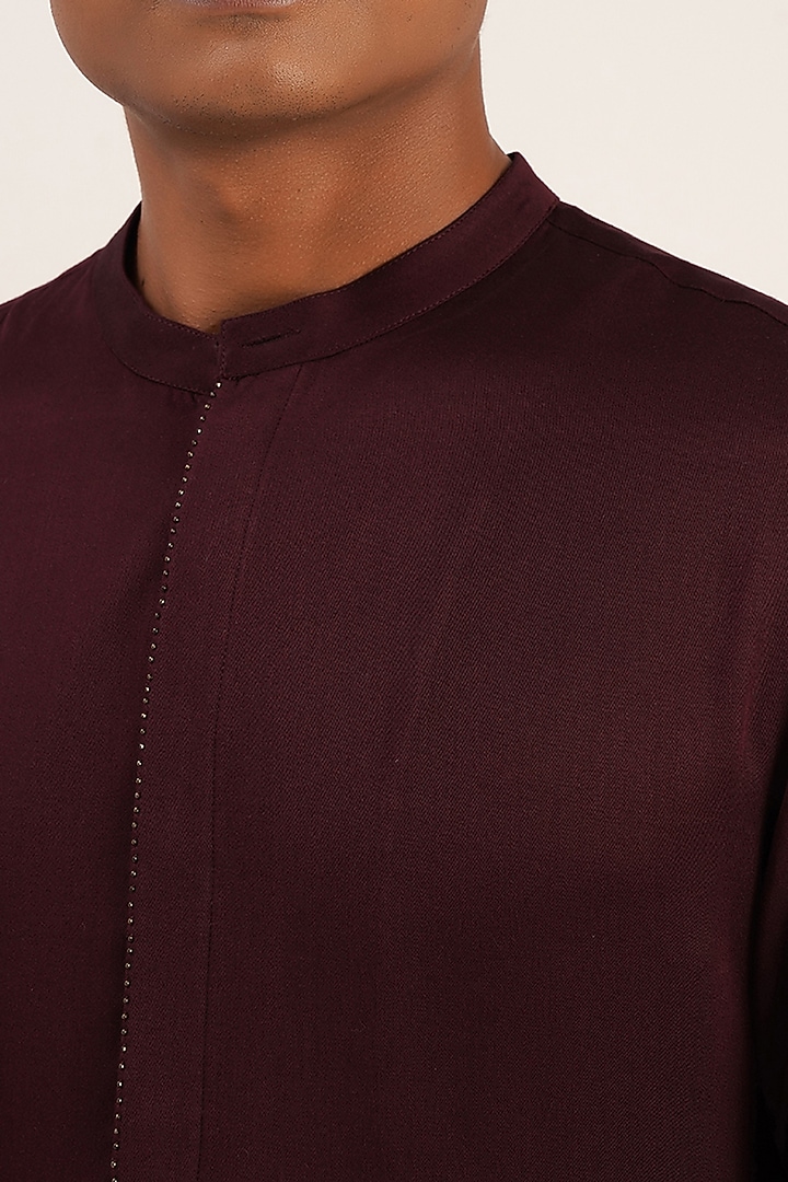 Old Mauve Cotton Satin Kurta by Dhruv Vaish at Pernia's Pop Up Shop