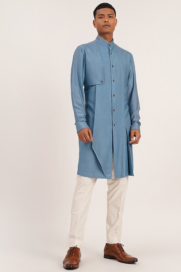 Mineral Blue Cotton Kurta Set by Dhruv Vaish